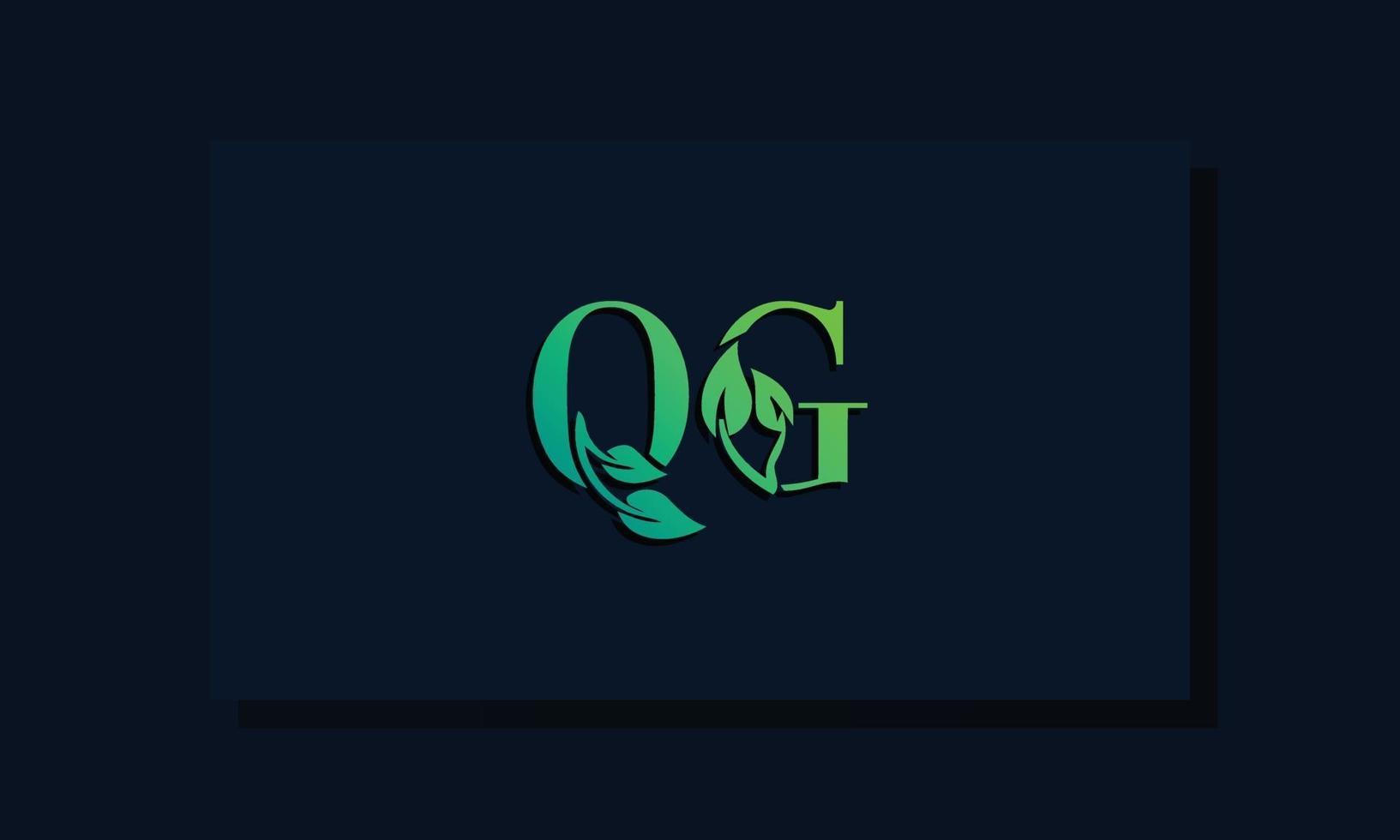 Minimal leaf style Initial QG logo vector