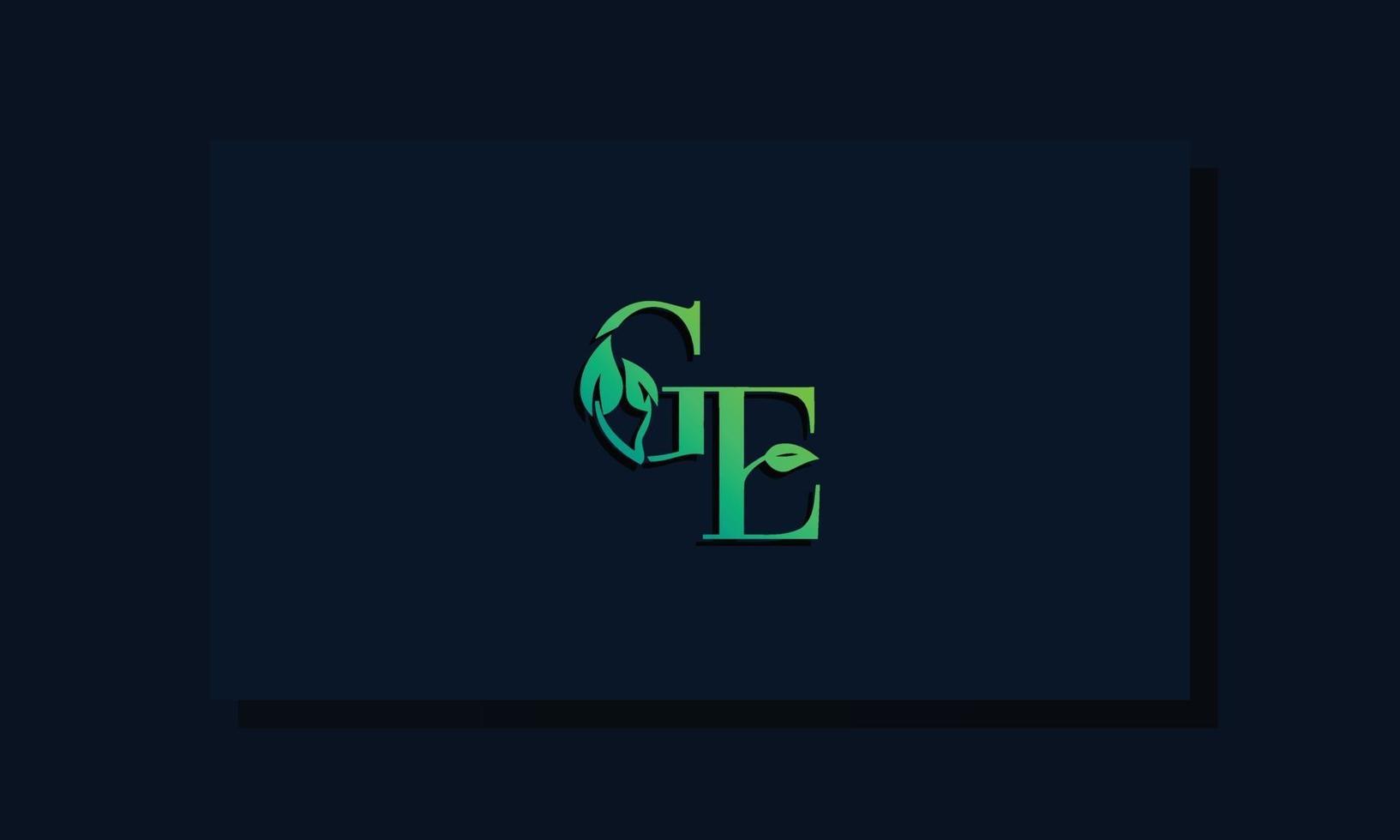 Minimal leaf style Initial GE logo. vector