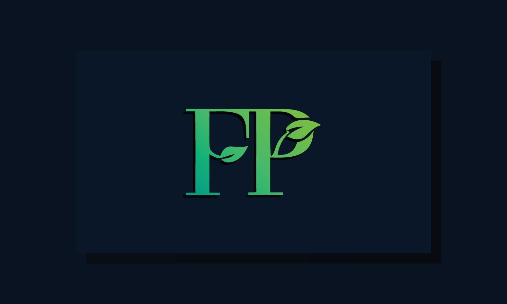 Minimal leaf style Initial FP logo. vector