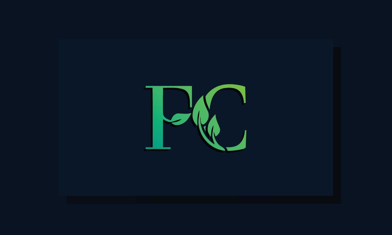 logotipo de fc inicial de estilo de hoja mínima. vector