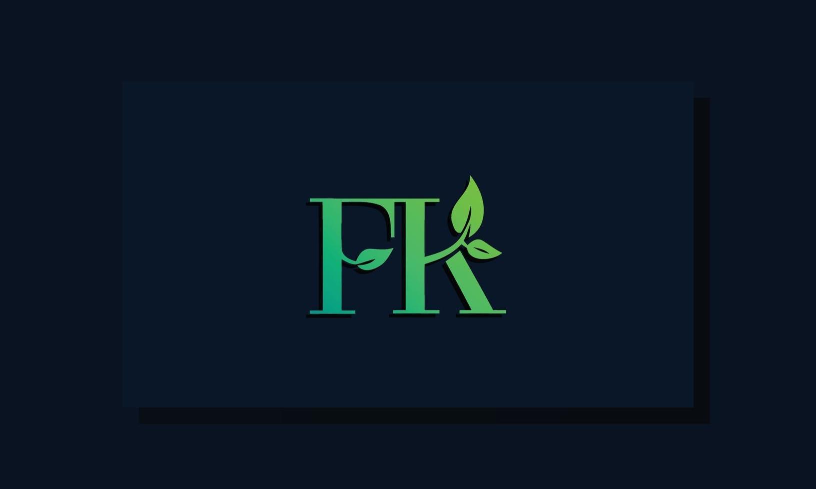 Minimal leaf style Initial FK logo. vector