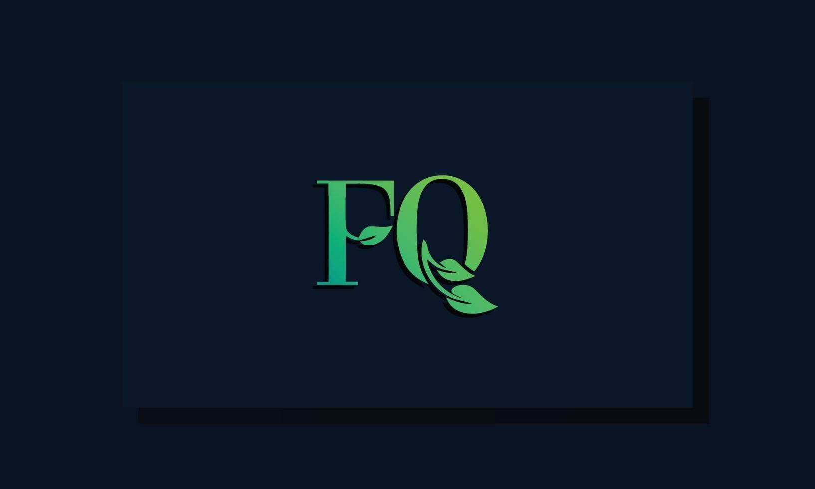 logotipo de fq inicial de estilo de hoja mínima. vector