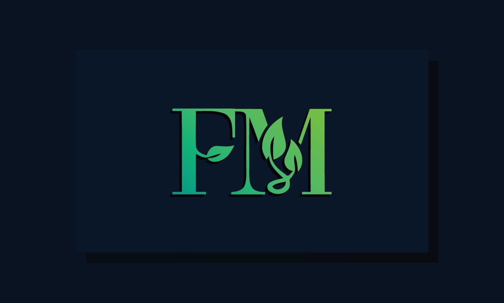 logotipo de fm inicial de estilo de hoja mínima. vector