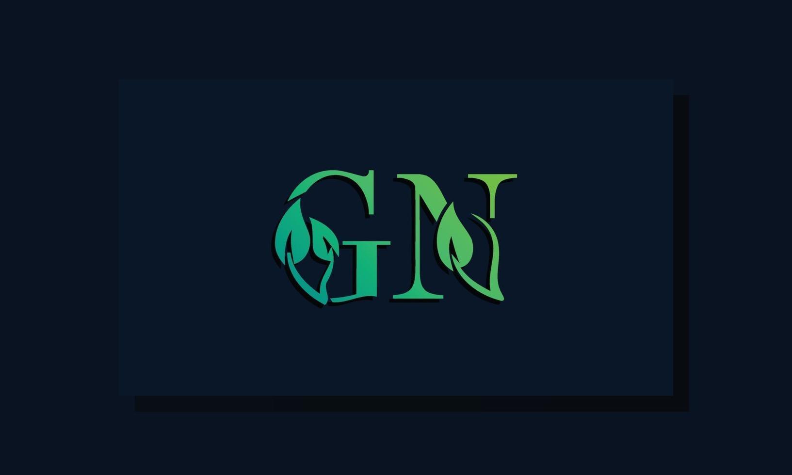 Minimal leaf style Initial GN logo. vector