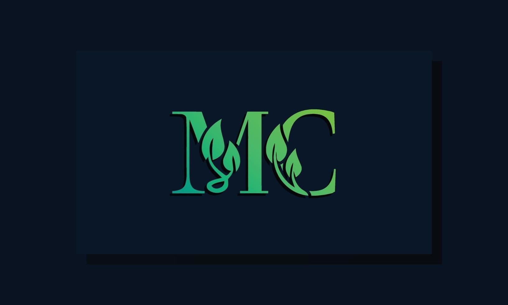 logotipo de mc inicial de estilo de hoja mínima vector