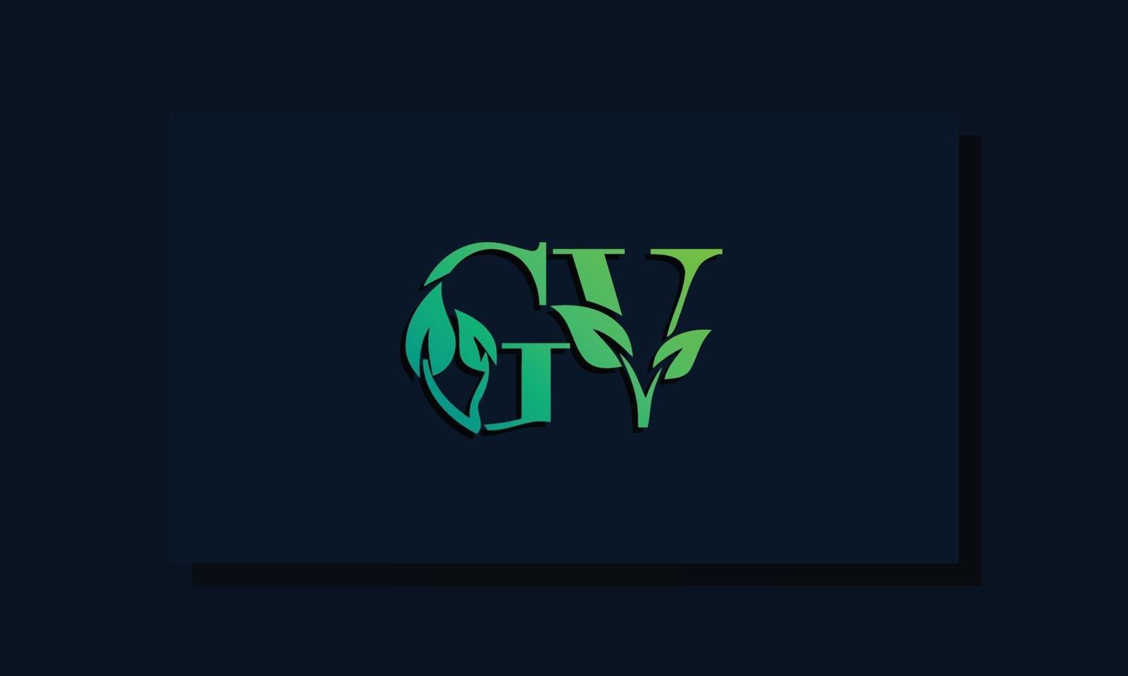 logotipo de gv inicial de estilo de hoja mínima. vector