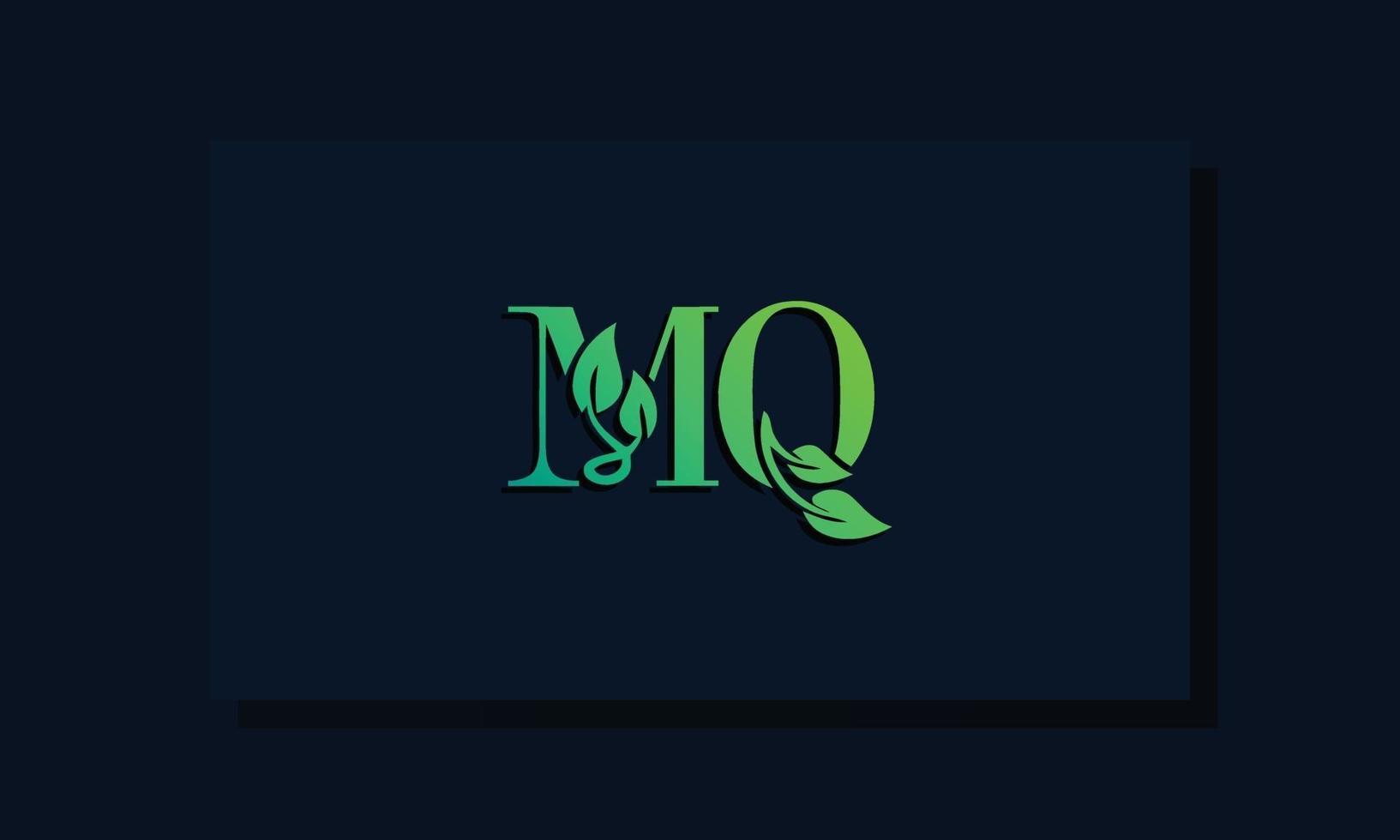 Minimal leaf style Initial MQ logo vector
