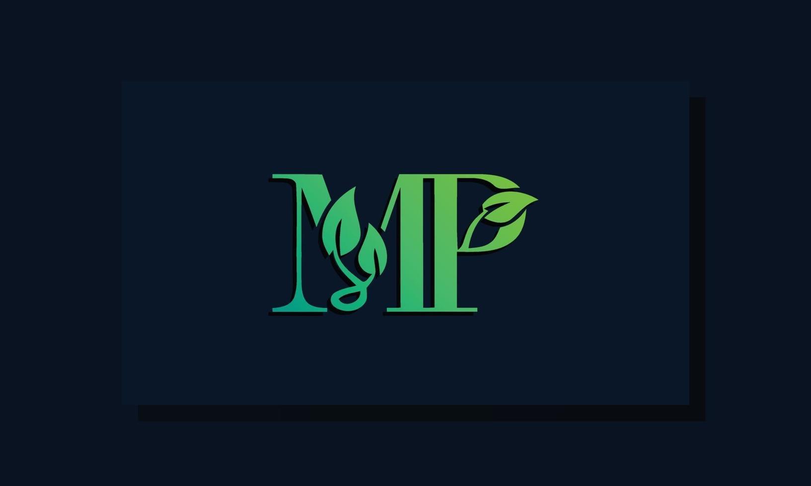 Minimal leaf style Initial MP logo vector