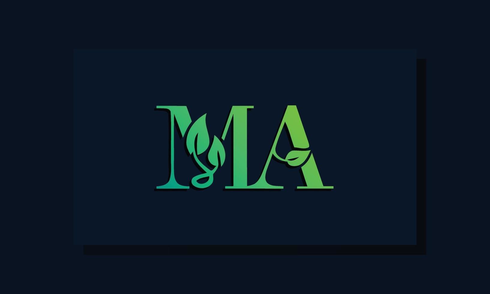 logotipo de ma inicial de estilo de hoja mínima vector