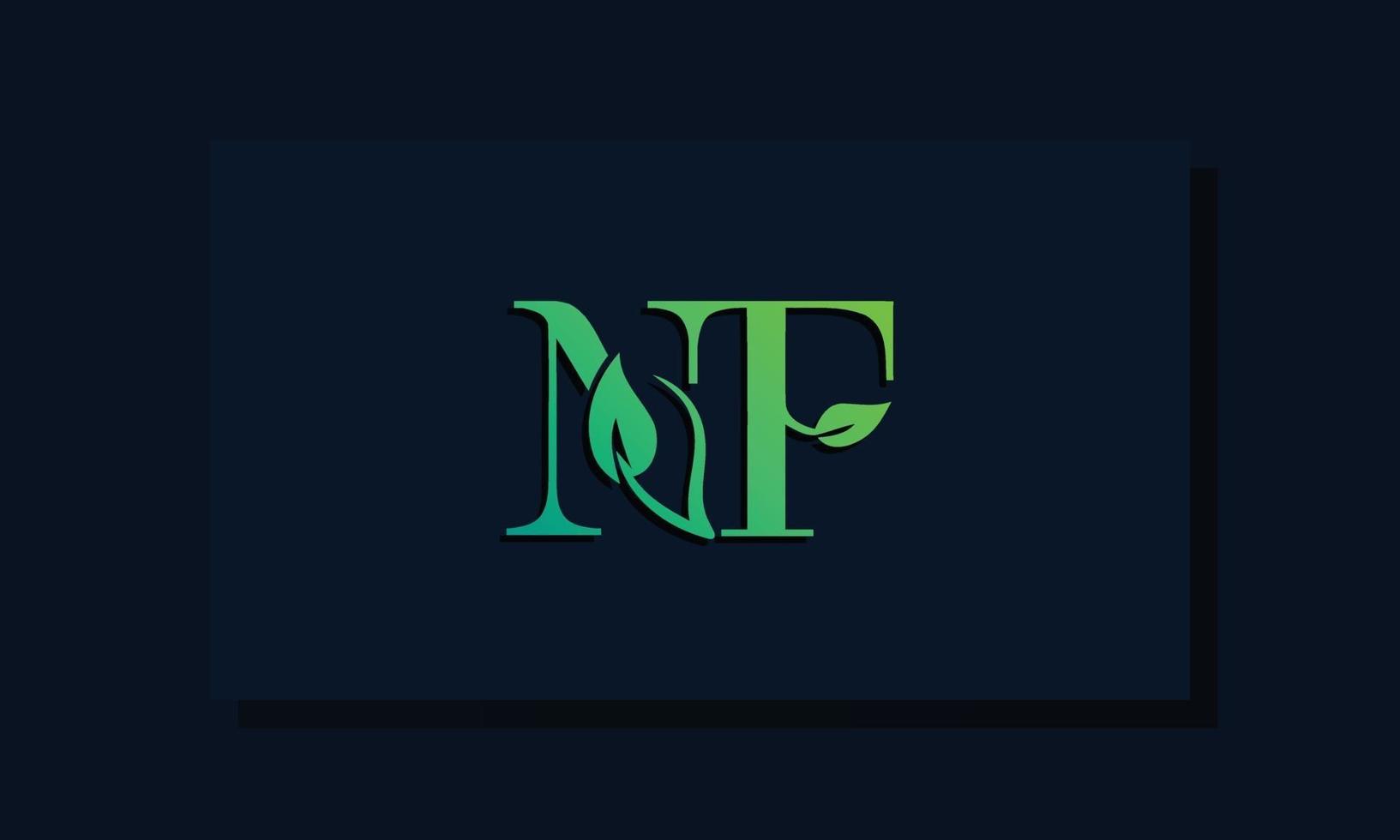 logotipo de nf inicial de estilo de hoja mínima vector