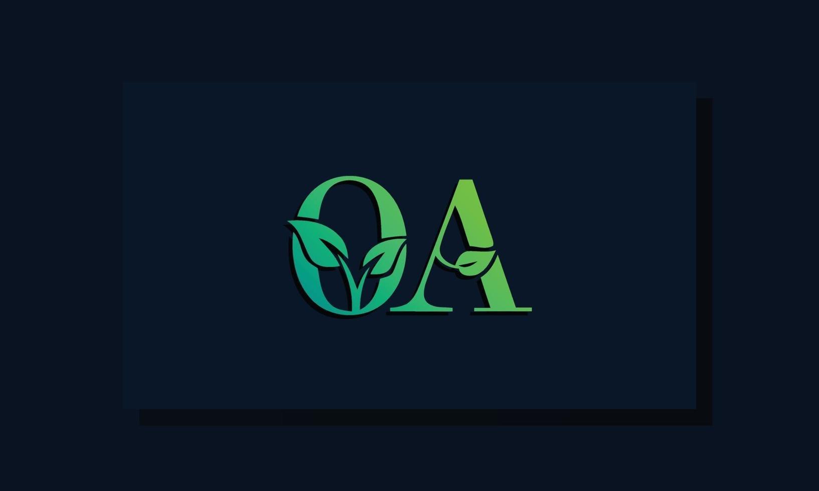 logotipo de oa inicial de estilo de hoja mínima vector