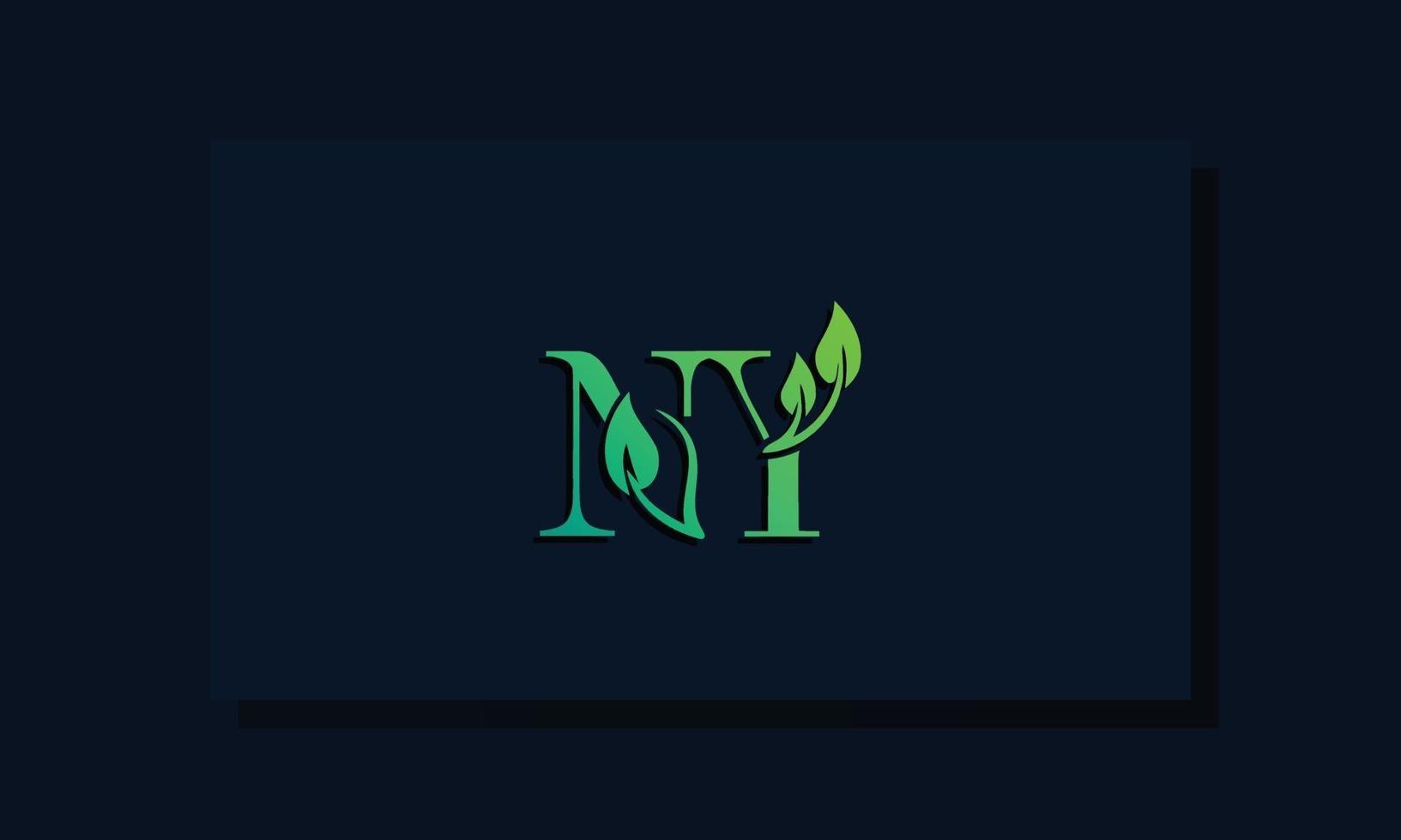 logotipo de ny inicial de estilo de hoja mínima vector
