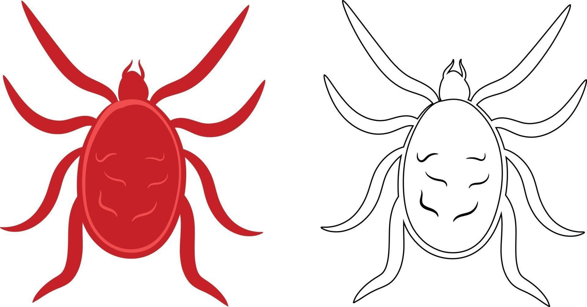 Mite or arachnids Illustration Fill and Outline vector