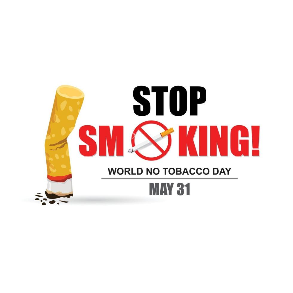 deja de fumar. 31 de mayo día mundial sin tabaco. conciencia del día de no fumar. vector