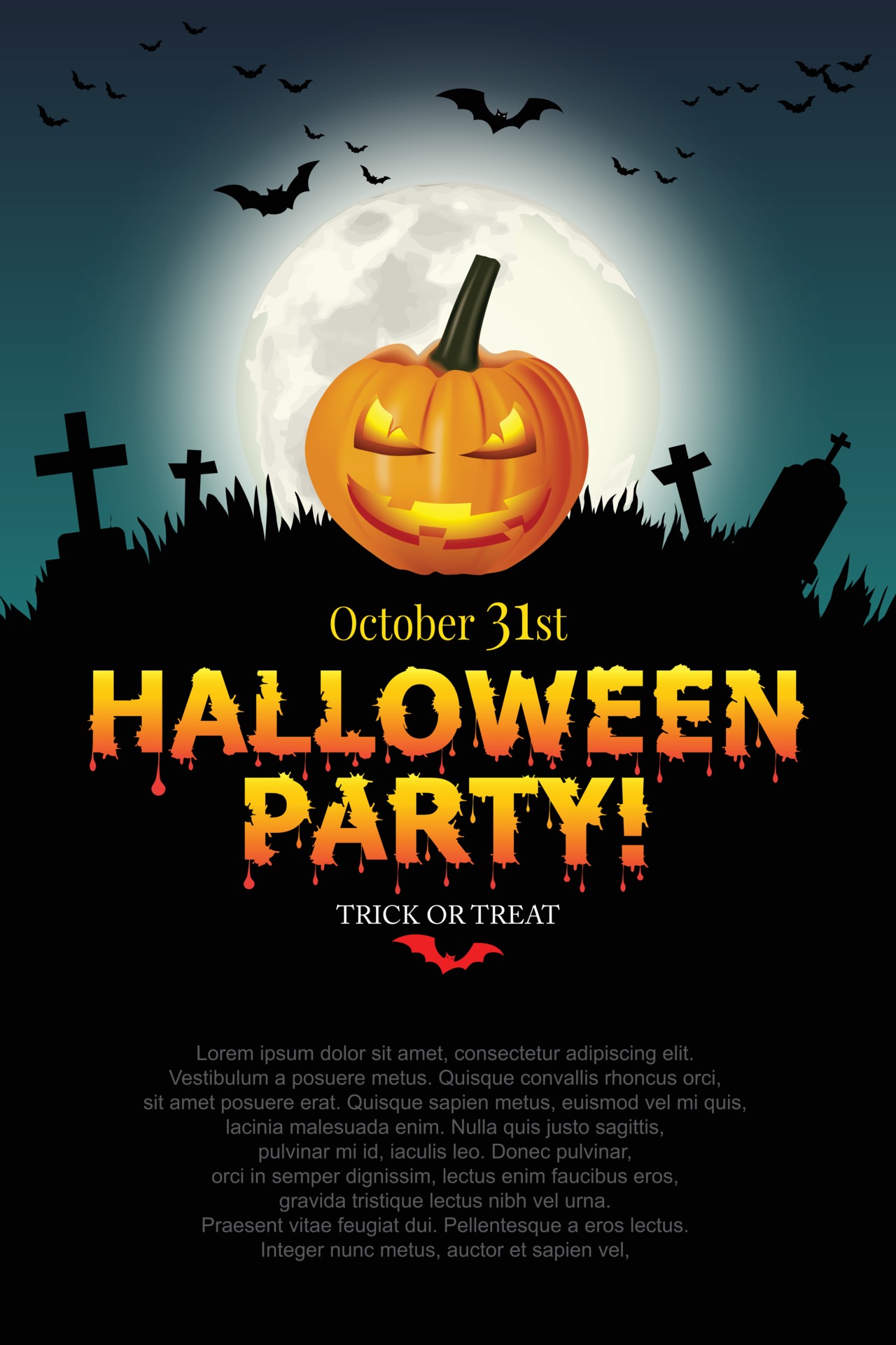 Halloween party poster with Pumpkin ghost. 3236183 Vector Art at Vecteezy