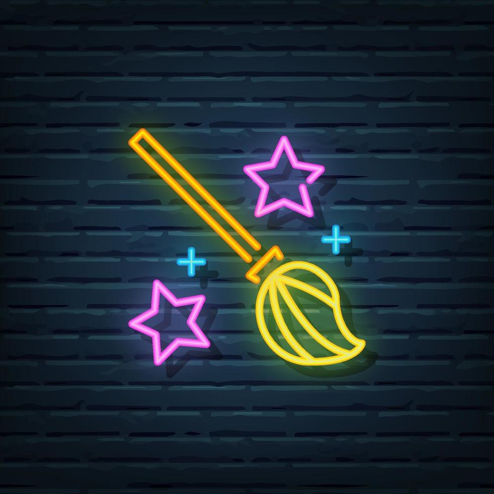 Broomstick Neon Sign vector
