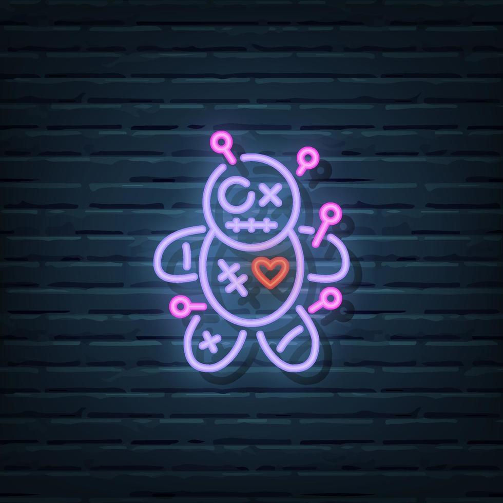 Voodoo Doll Neon Sign vector