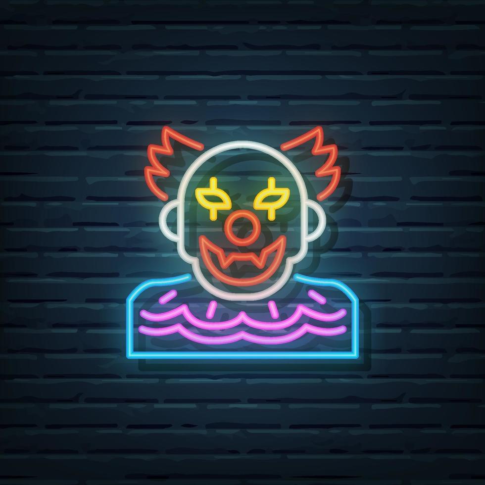 Halloween Clown Neon Sign vector