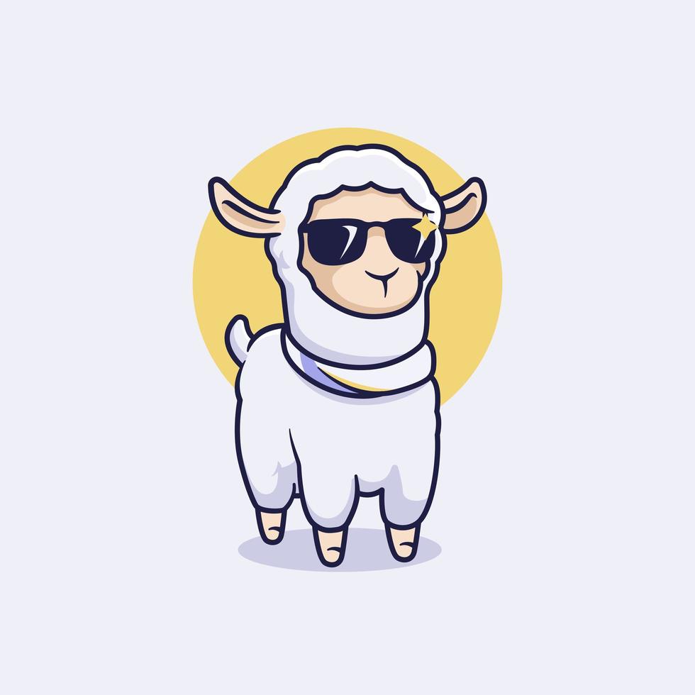 cool llama vector mascot illustration