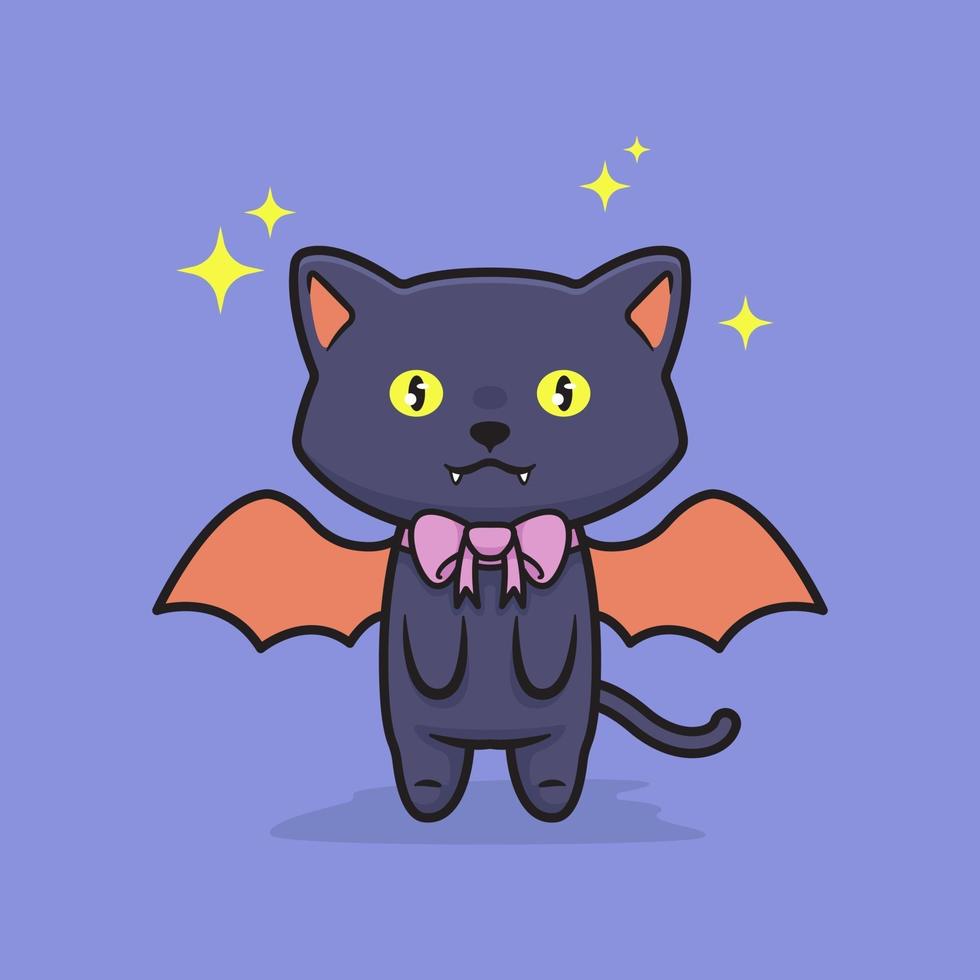 linda ilustración de gato negro de halloween vector