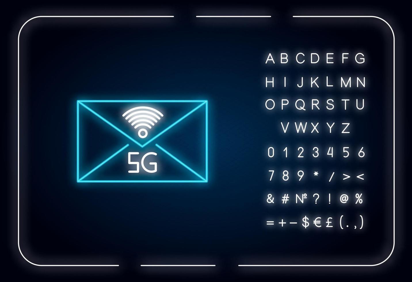 5G envelope neon light icon vector