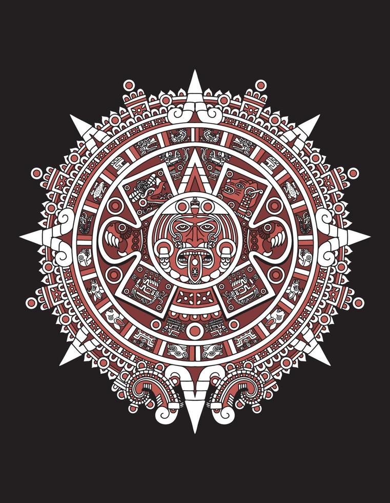 calendario azteca rojo vector