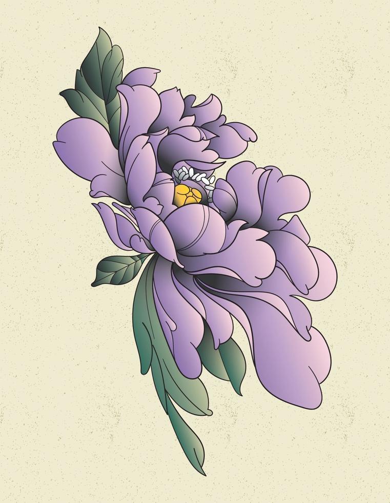 peony japan tattoo vector