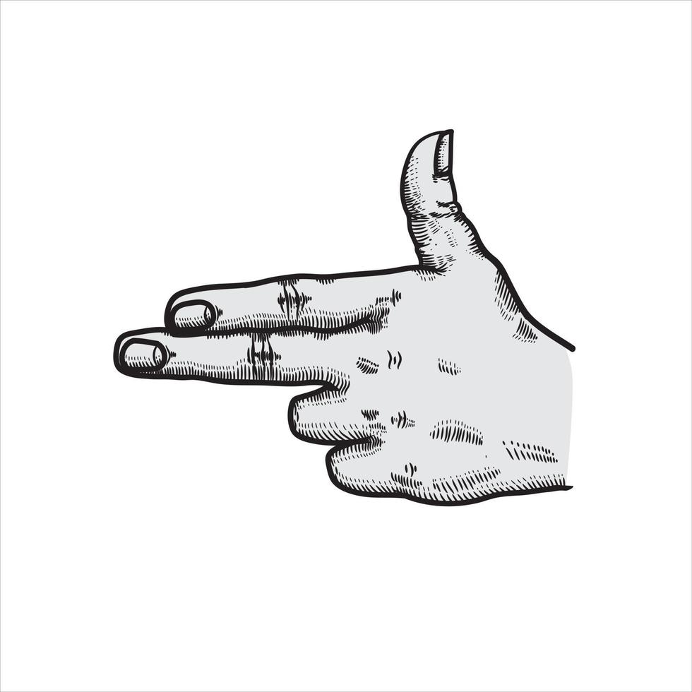 Shooting fingers symbol Gun with hand drawing vector