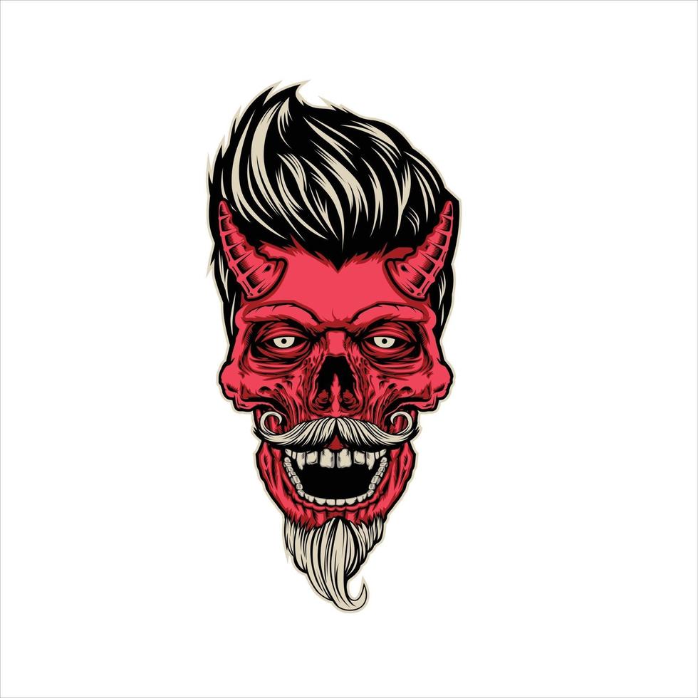 diablo cráneo rockabilly vector