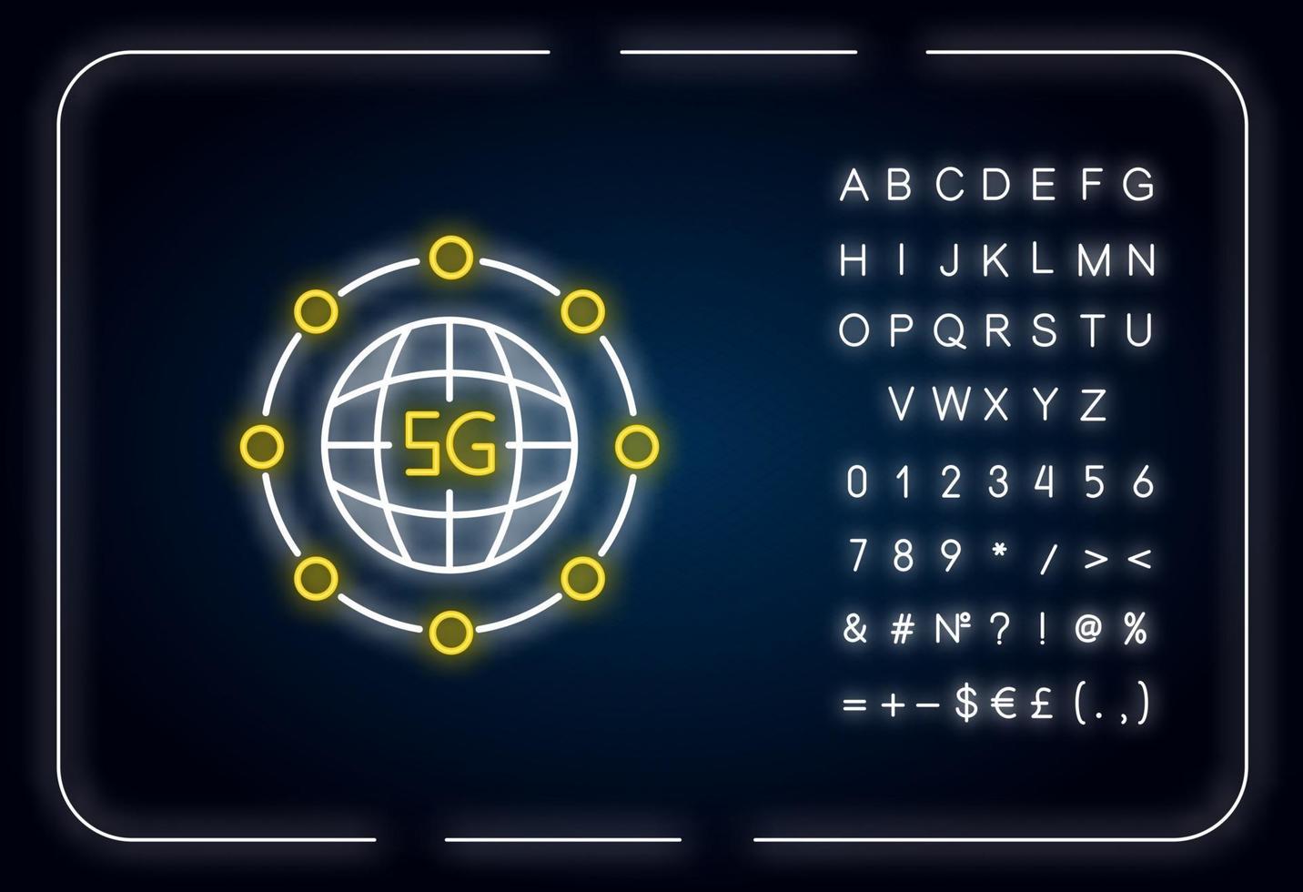 5G global standard neon light icon vector