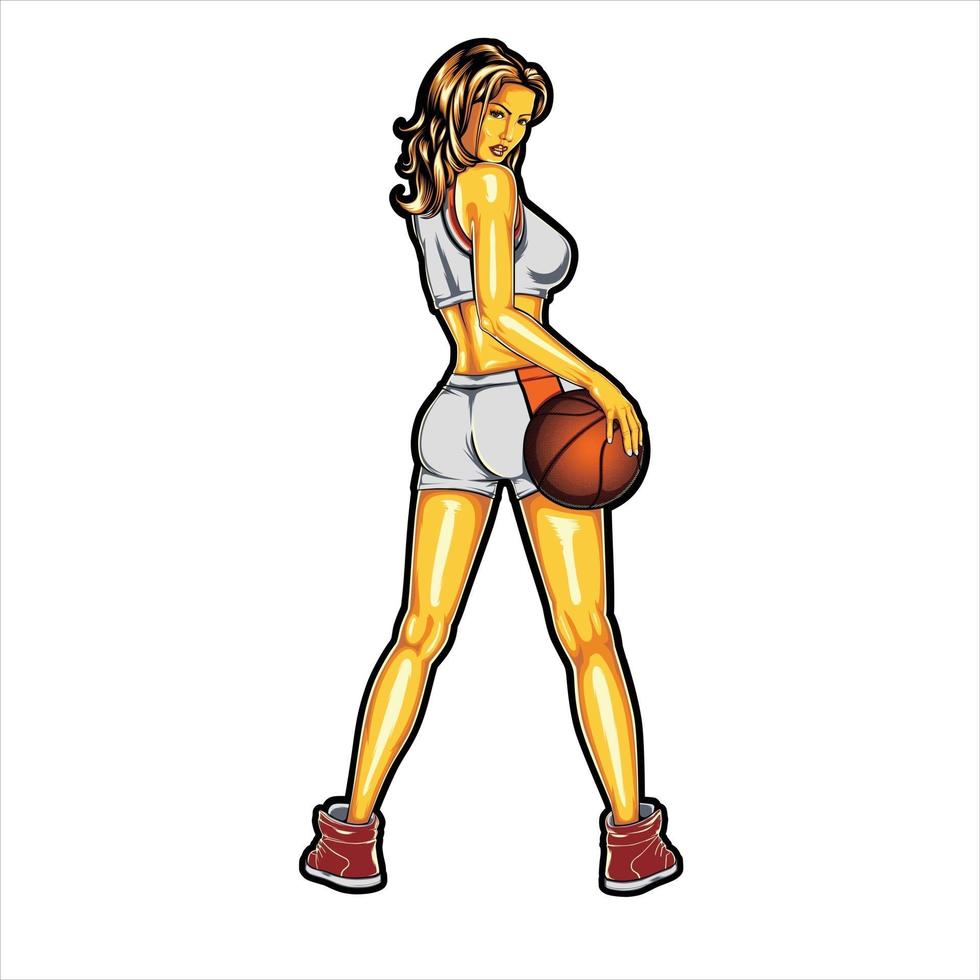 modelo de deporte de mujer de baloncesto vector