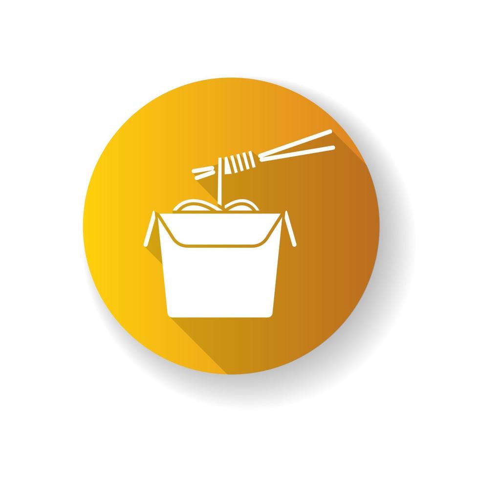 Chinese noodles yellowflat design long shadow glyph icon vector
