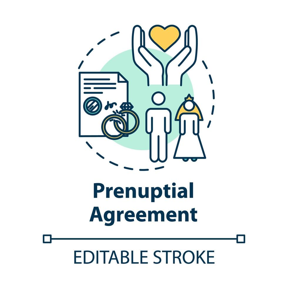 Prenuptial agreement concept icon vector