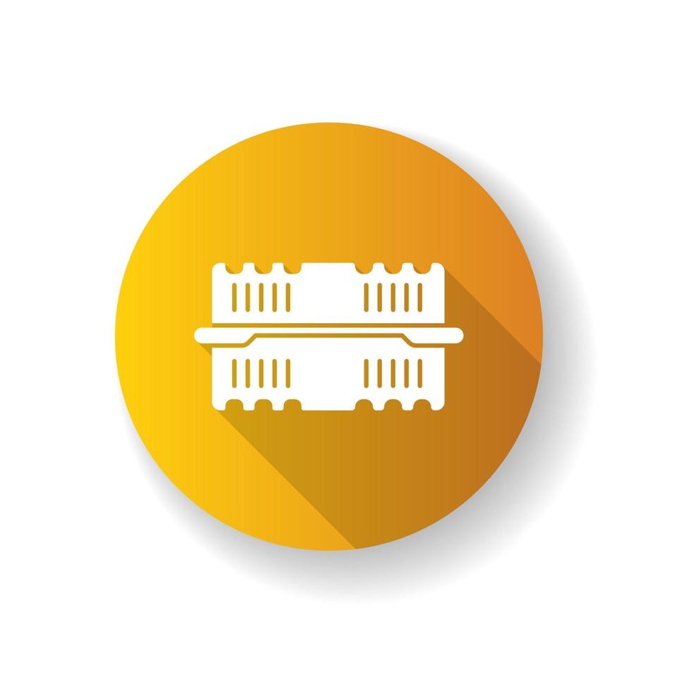 Disposable plastic container yellow flat design long shadow glyph icon vector