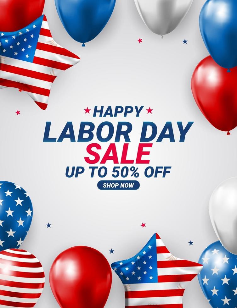 Happy USA Labor Day Sale poster background. Vector illustration