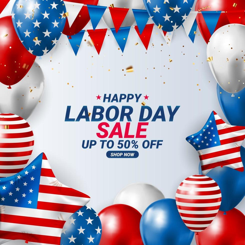 Happy USA Labor Day Sale poster background. Vector illustration