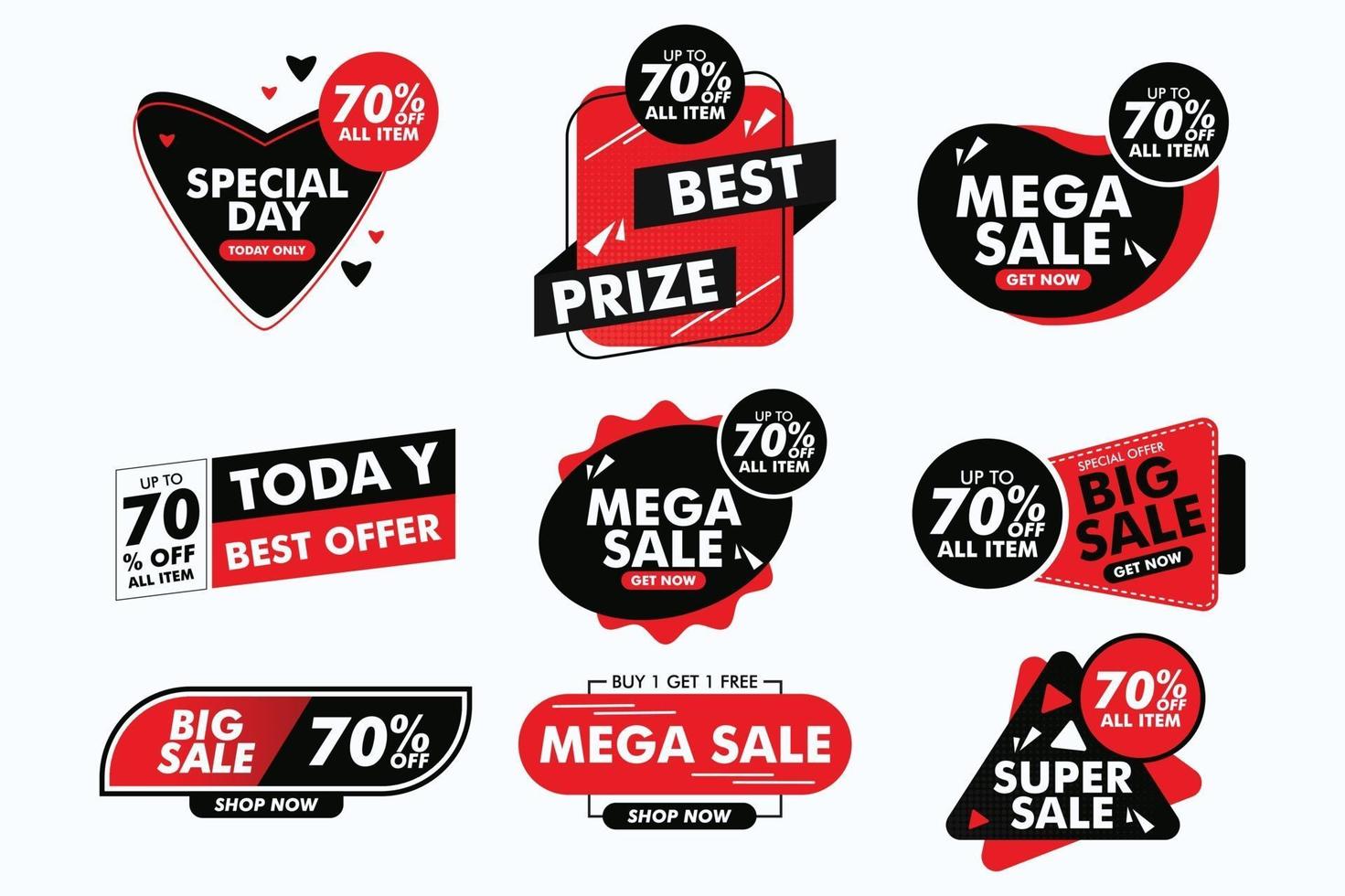 Sale label set with discount template Vector