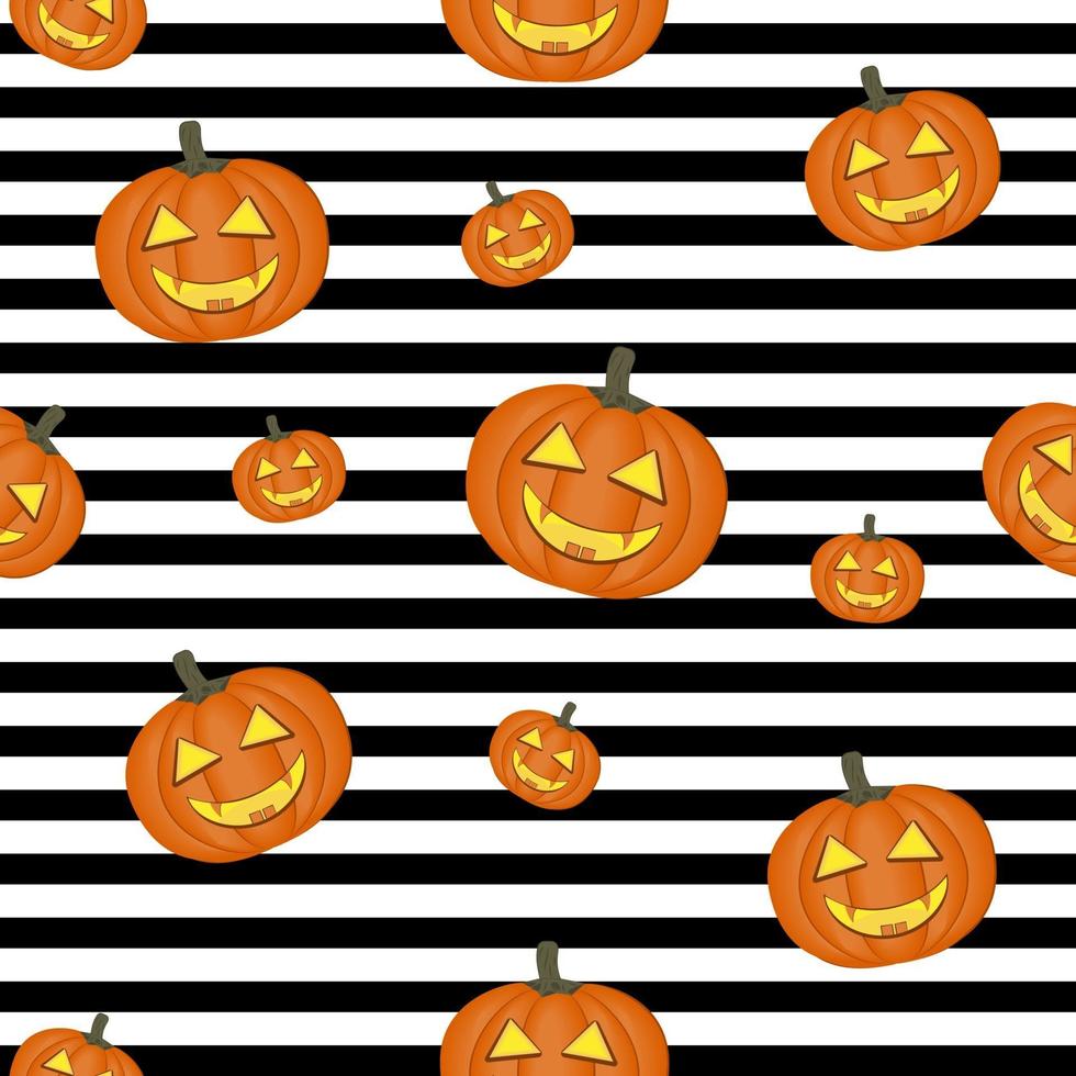 Halloween pattern with pumpkins, color vector illustration