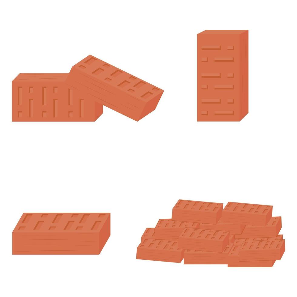 Brick building material, color isolated vector illustration