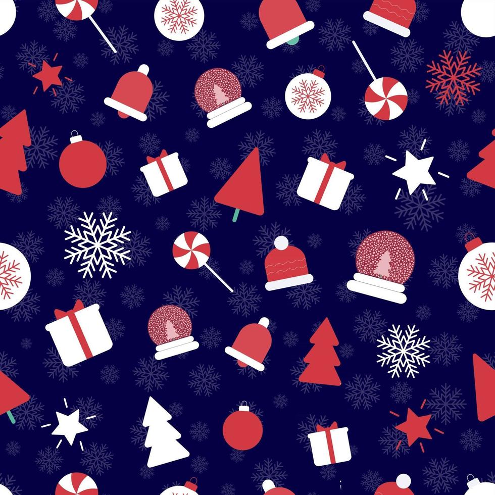 Christmas Ornaments Seamless Repeat Vector Pattern