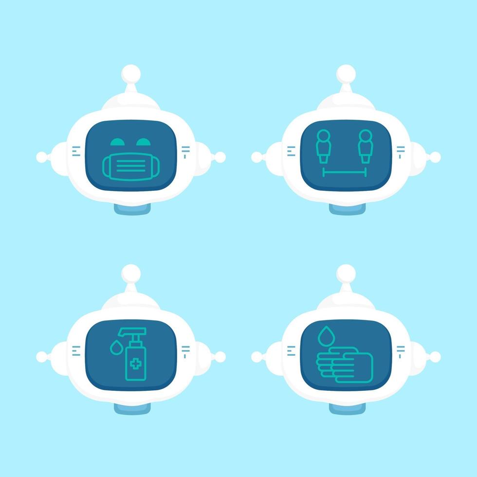 cute cartoon robot face avatar with new normal life vector
