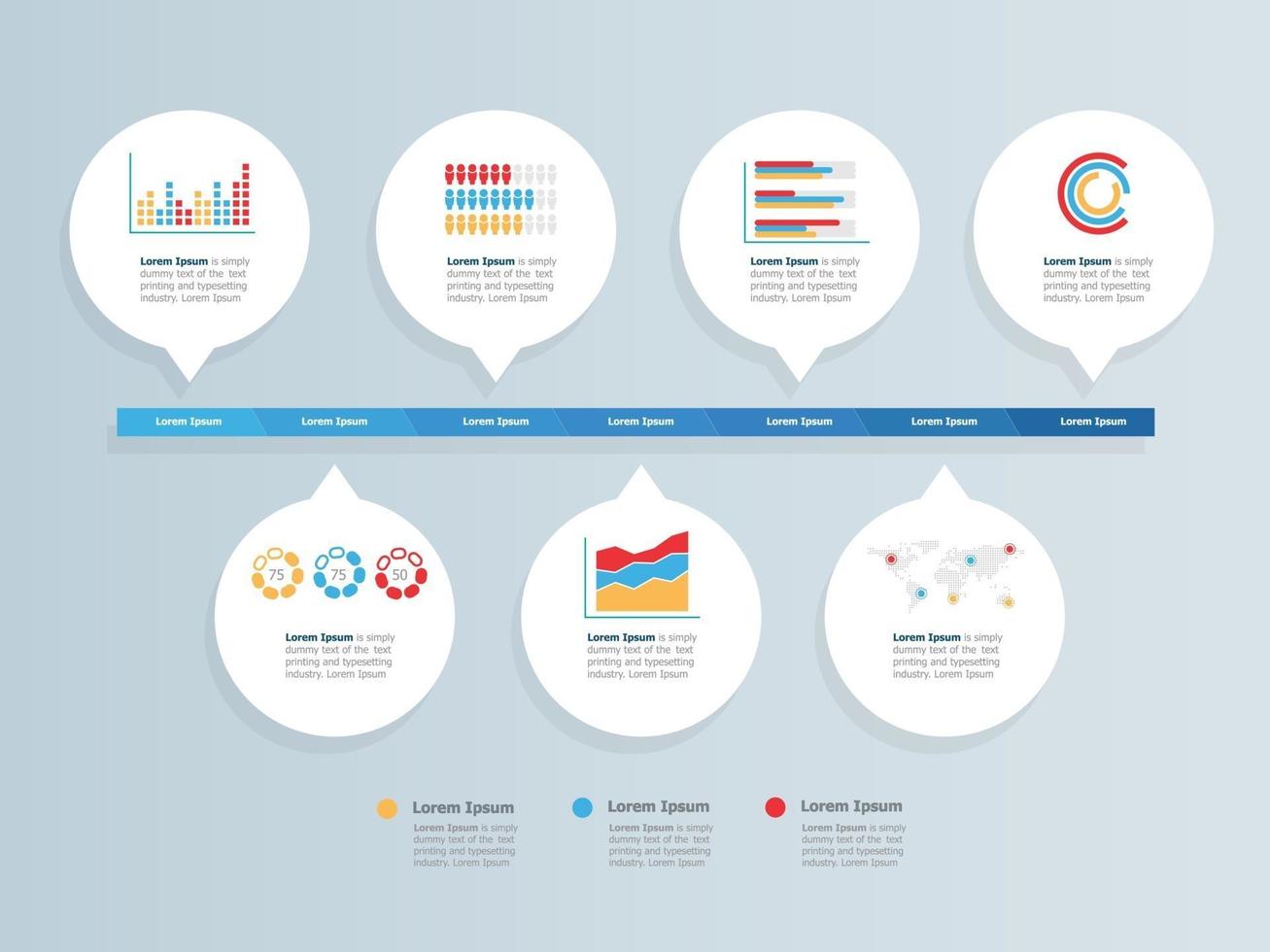 Estadísticas de infografías de línea de tiempo horizontal abstracta vector