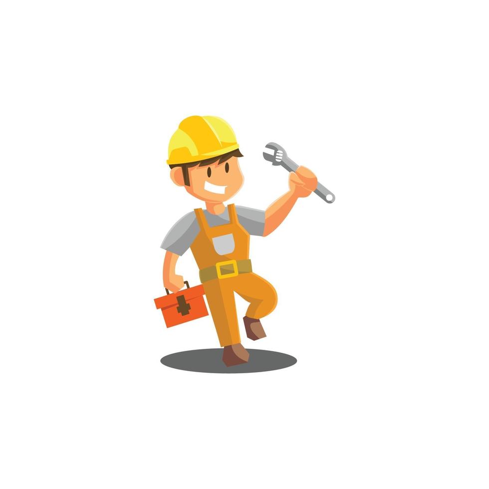 Repair man Holding Wrench worker Mechanic workshop Mascot illustration vector