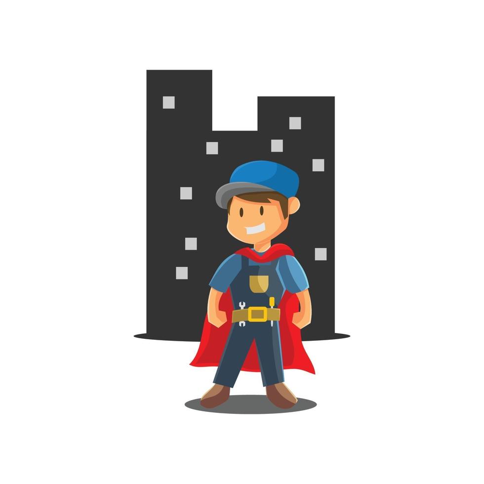 Repair man Super Hero worker Mechanic workshop Mascot illustration vector