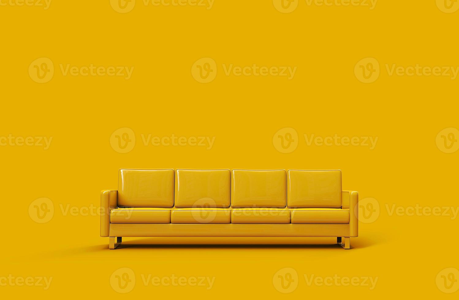 Sofá de cuero amarillo aislado sobre fondo amarillo foto