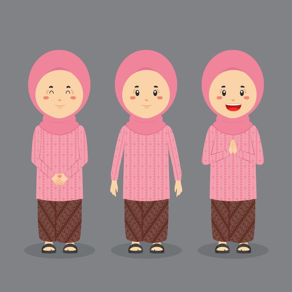 Indonesian Character with Various Expression vector