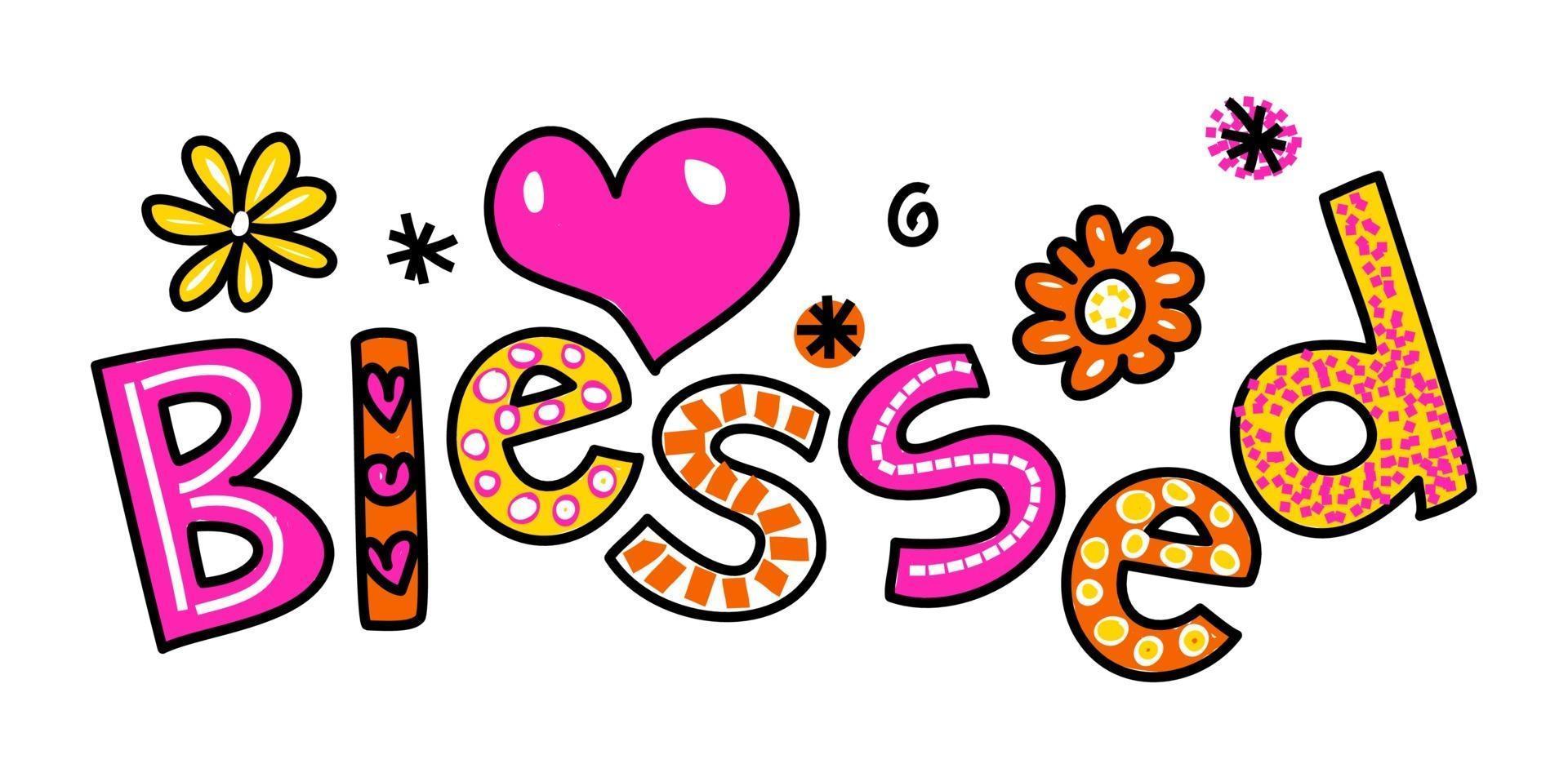 Hand Drawn Blessed Text Doodle vector