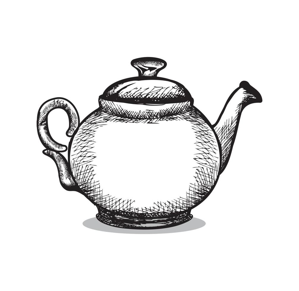 Hand drawn pot tea design illustration vector