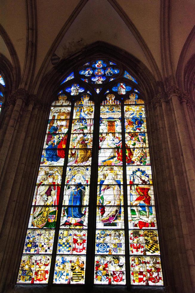 Cologne, Germany 2017- Stained glass windows in St Peter's Cathedral photo