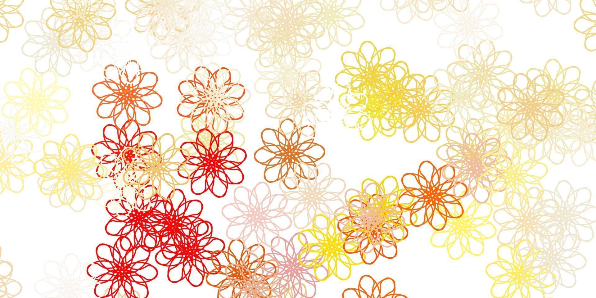 Light Pink, Yellow vector doodle texture with flowers.